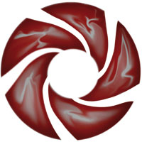 CBA Logo, red circle made of six shards