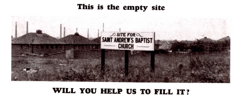The empty site of what is now St Andrews Baptist Church
